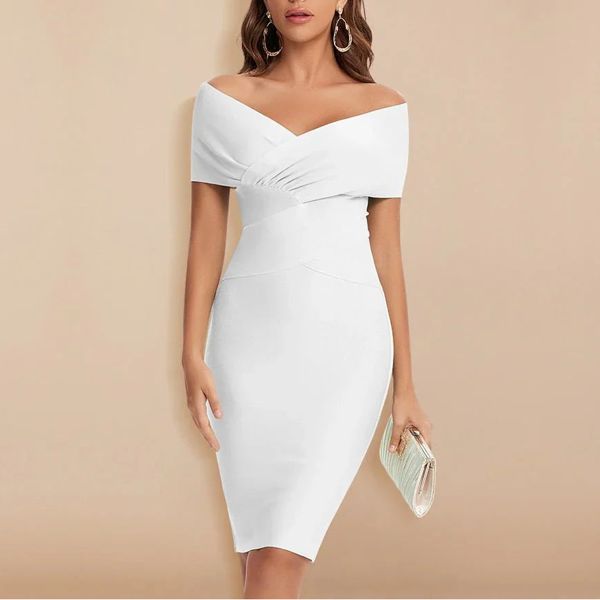 Off-Shoulder V-Neck Bandage Dress