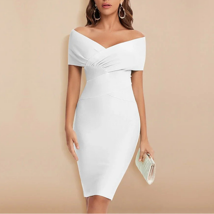 Off-Shoulder V-Neck Bandage Dress