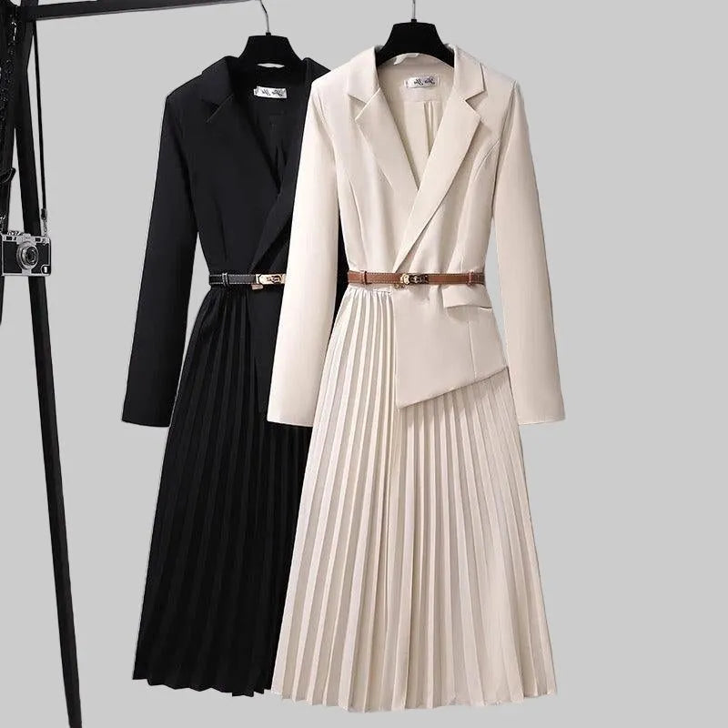 Brigitta Women's Pleated Long Sleeve Blazer Dress
