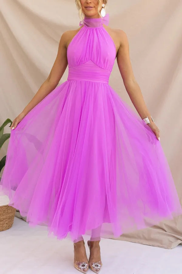 Catalina Women's Tulle Halterneck A-Line Midi Dress