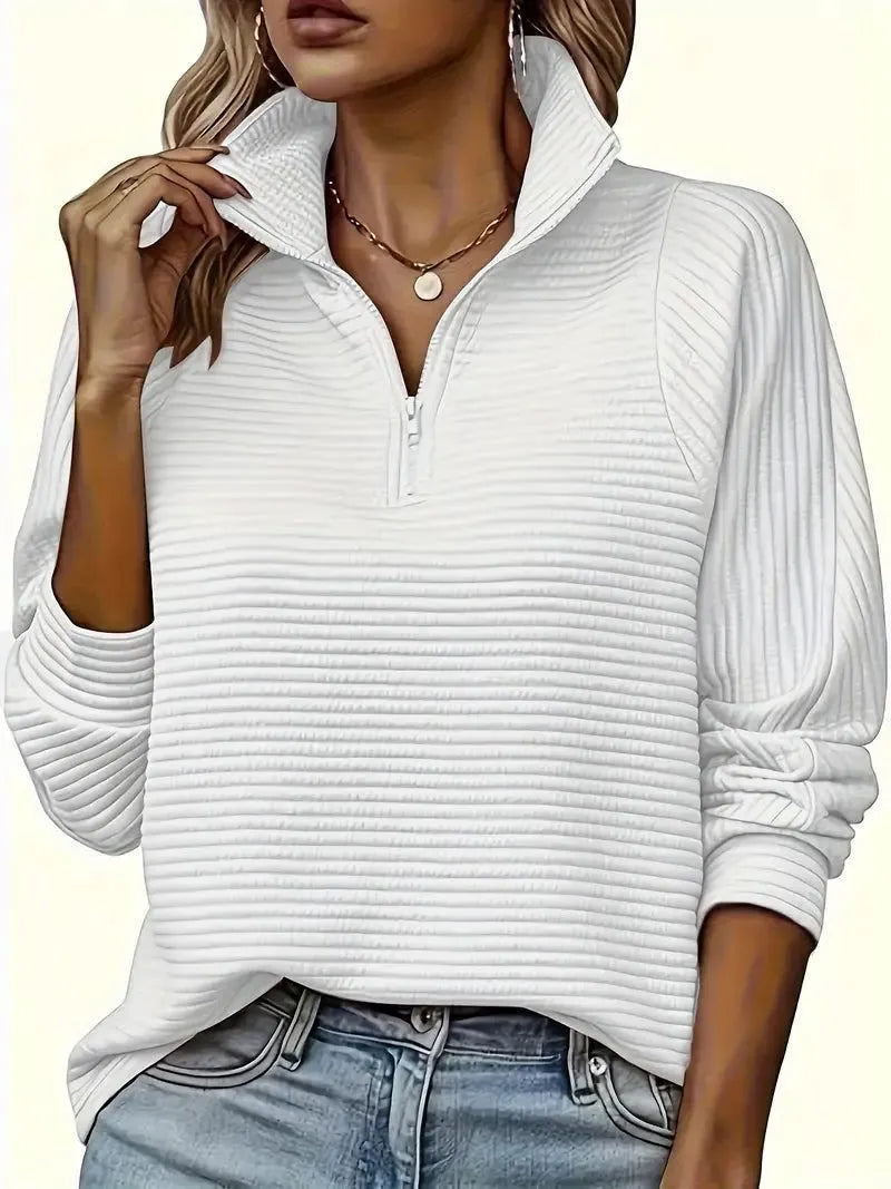 Celia Women's Ribbed Knit Half-Zip Funnel Neck Sweater