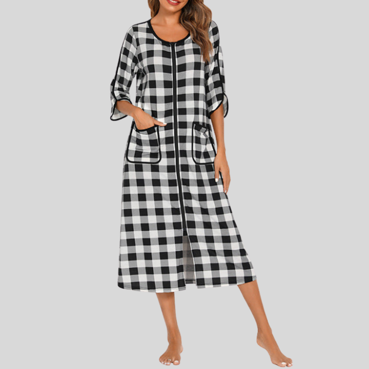 Warm Zip-Up Nightdress with Hood