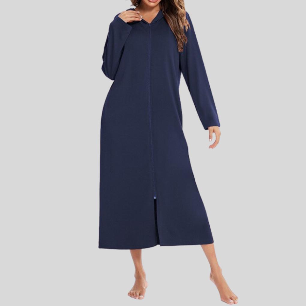 Warm Zip-Up Nightdress with Hood