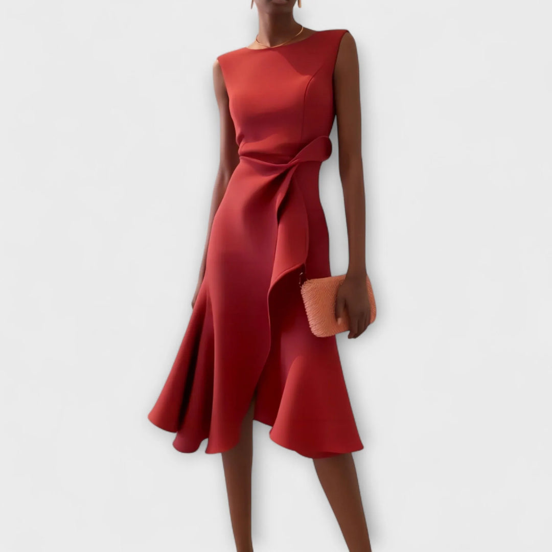 Cora Women's A-Line Wrap Detail Midi Dress
