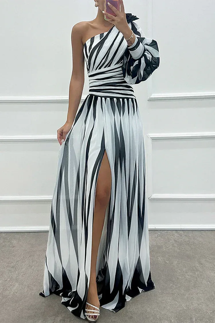 Cordelia Women's Striped One-Shoulder Maxi Dress