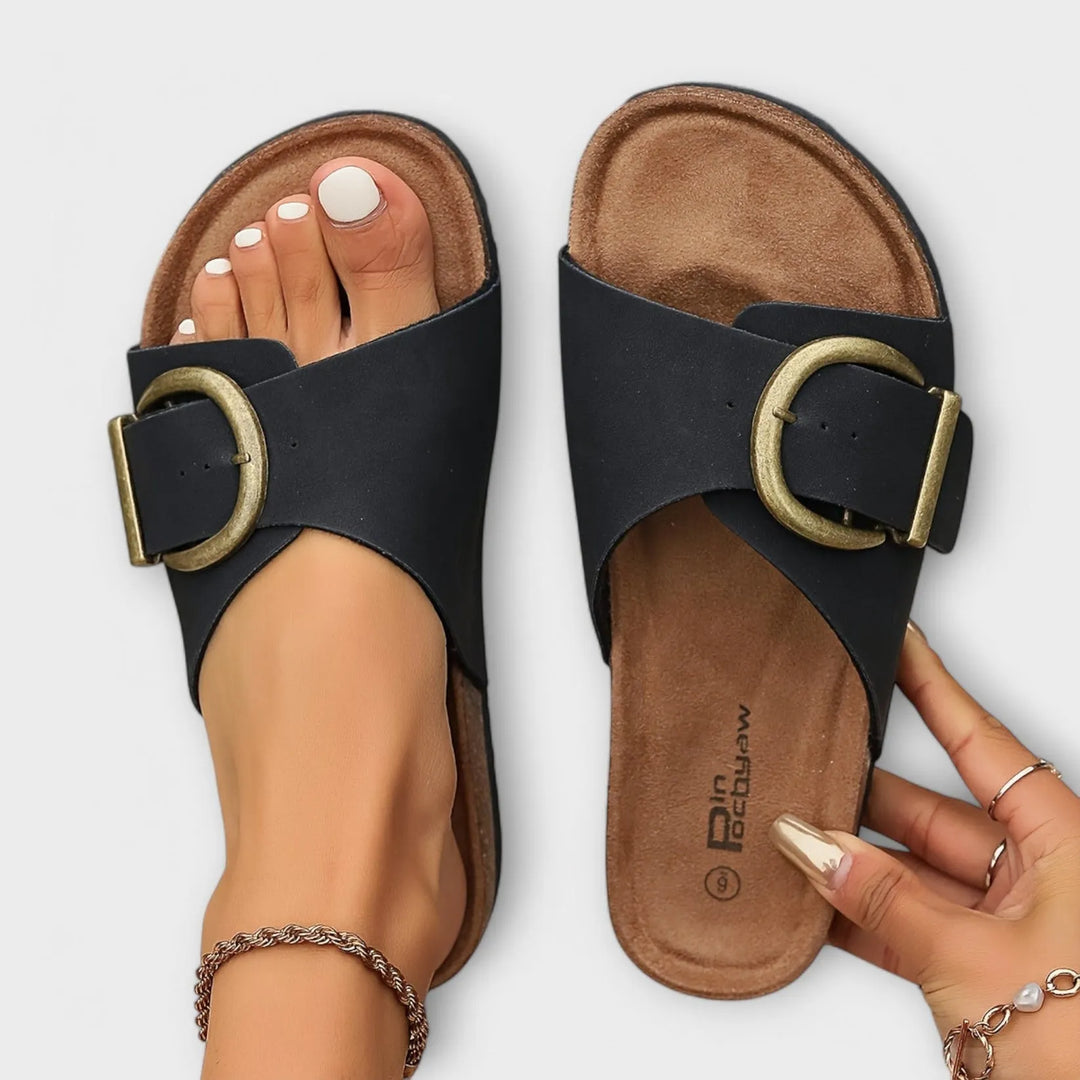 Dakota Women's Open Toe Buckle Slide Sandals