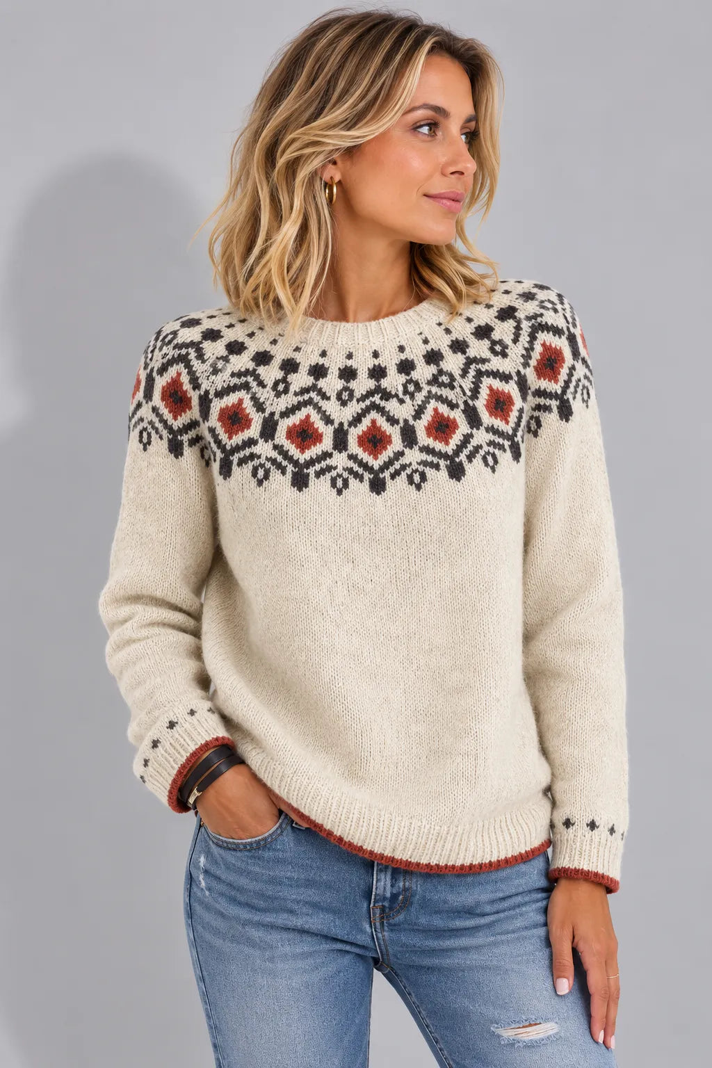 Dalia Women's Fair Isle Pullover Sweater