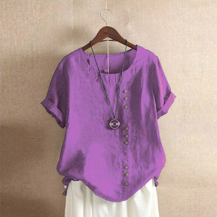 Retro Plus Size Casual Loose CottonAnd LinenShort Sleeves