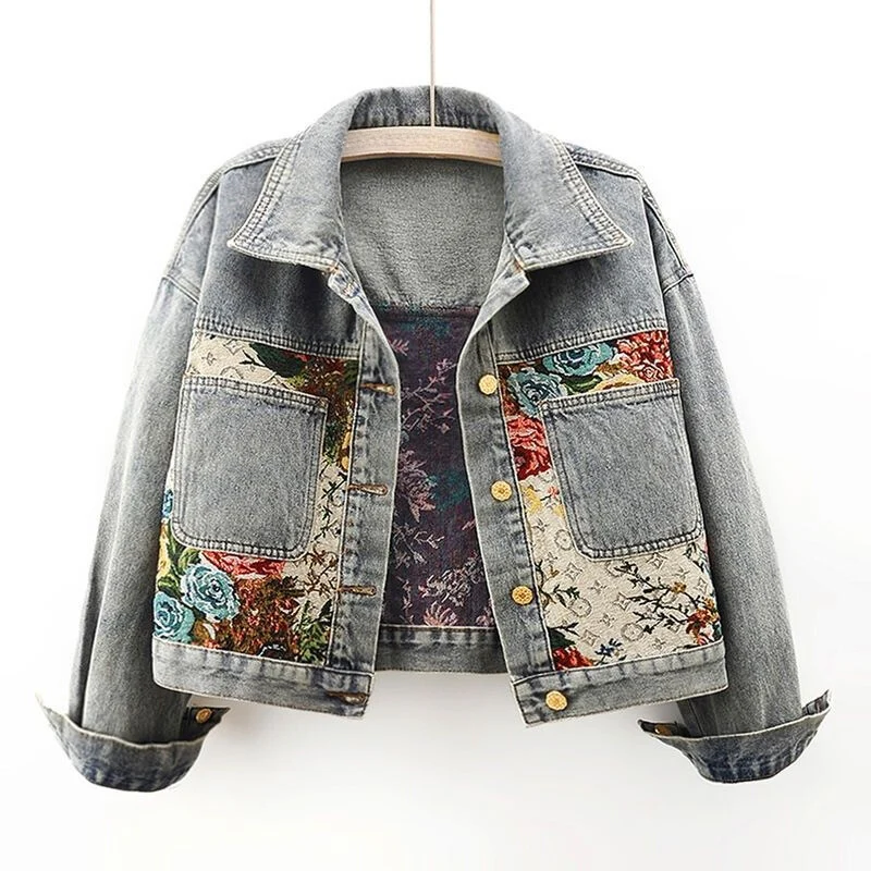 Floral Denim Jacket for Women