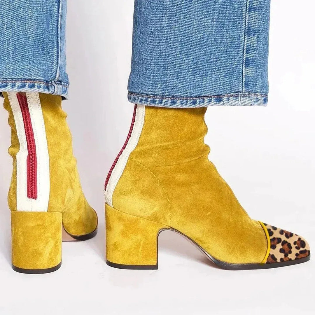 Esmeralda Women's Suede Block Heel Ankle Boots