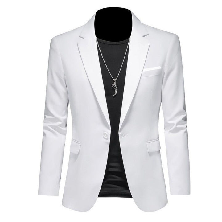 Mens Formal Wear Korean-Style Slim-Fit Blazer Single-Breasted Suit Jacket