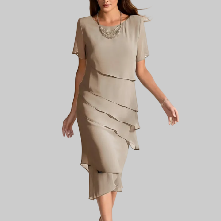 Luxe Chiffon Midi Dress for Women