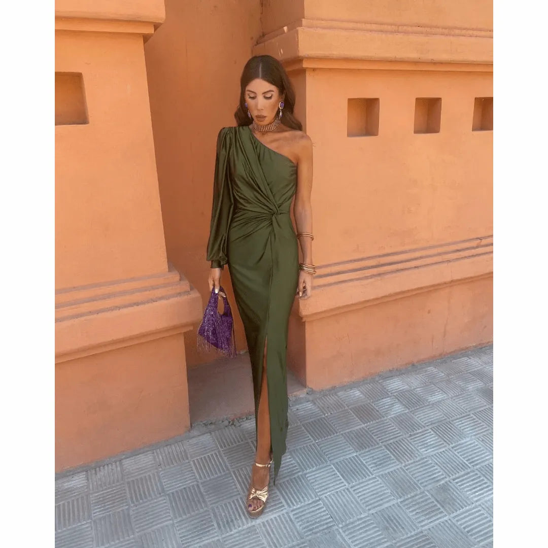 Felicity Women's One-Shoulder Wrap Maxi Dress