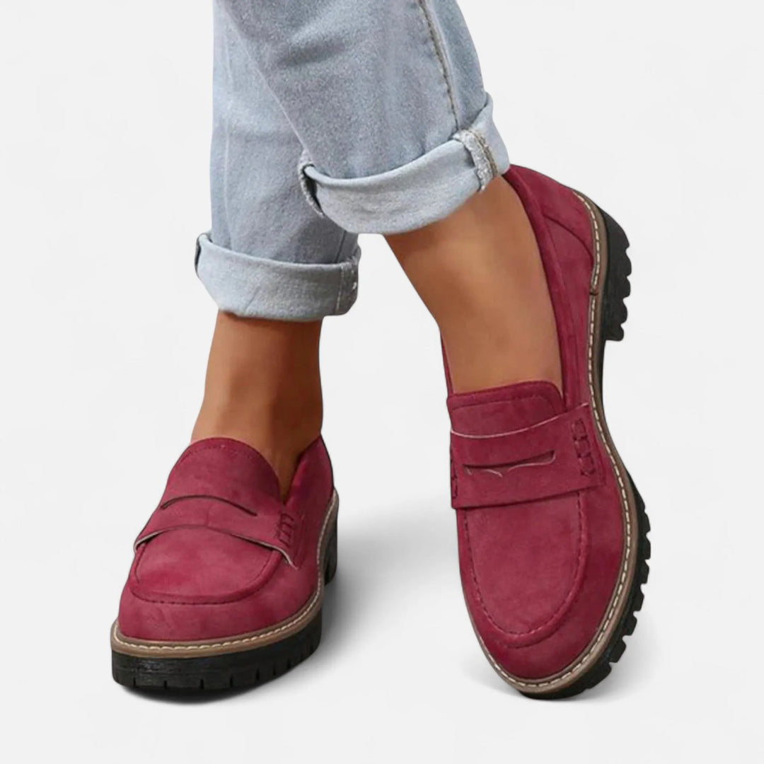 Gaia Women's Suede Platform Penny Loafers