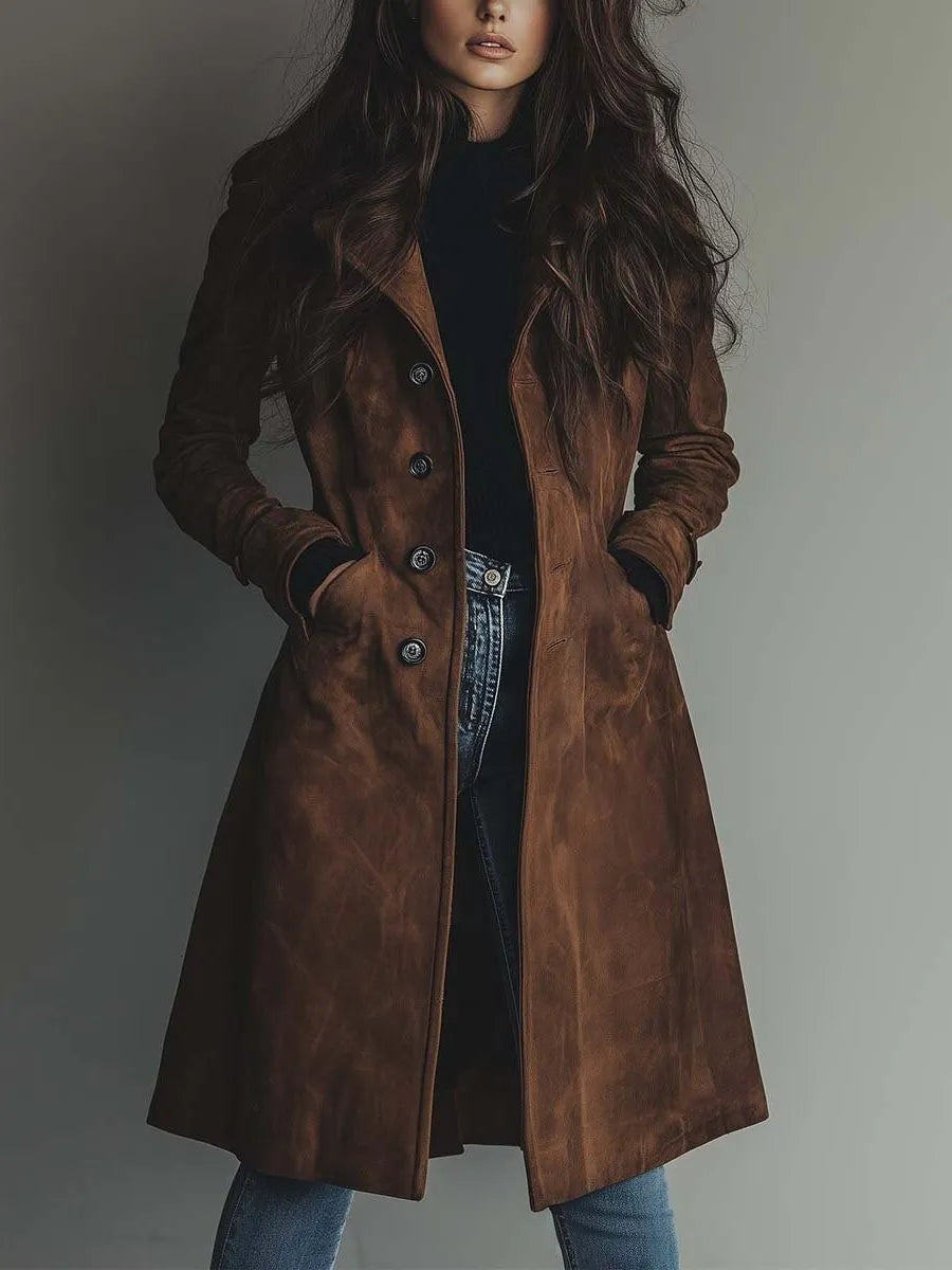 Gianna Women's Vintage Suede Trench Coat