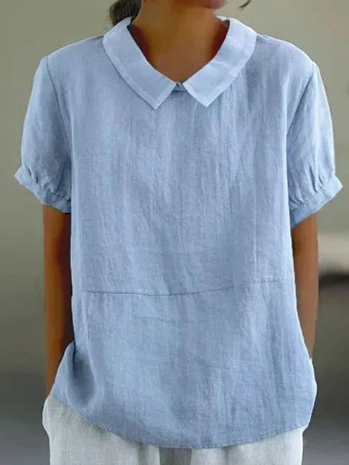 Hazel Women's Linen Peter Pan Collar Blouse