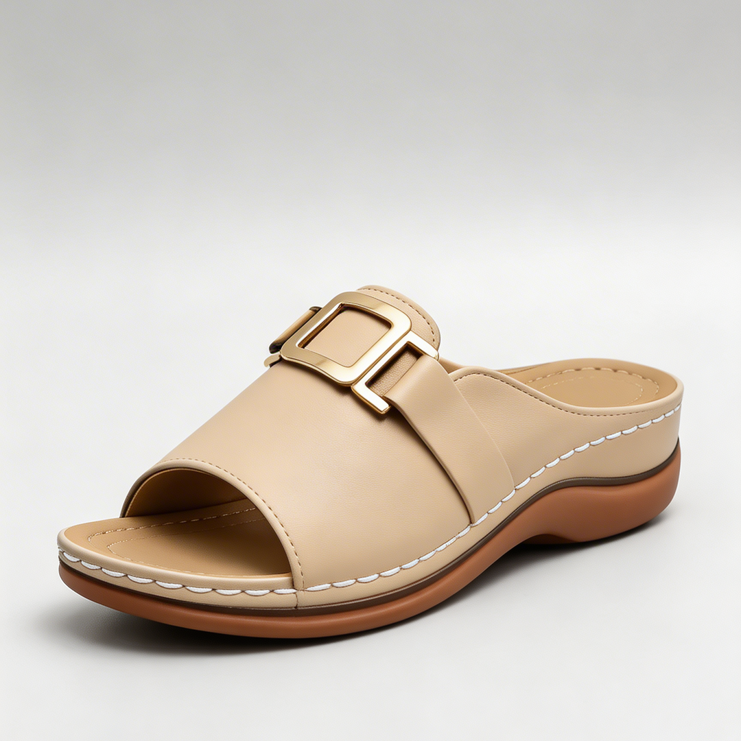 Open-Toe Low Wedge Slide Sandal for Women