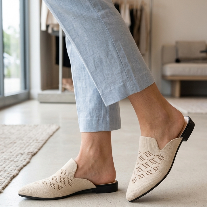 Pointed Toe Flat Slip-On Mule