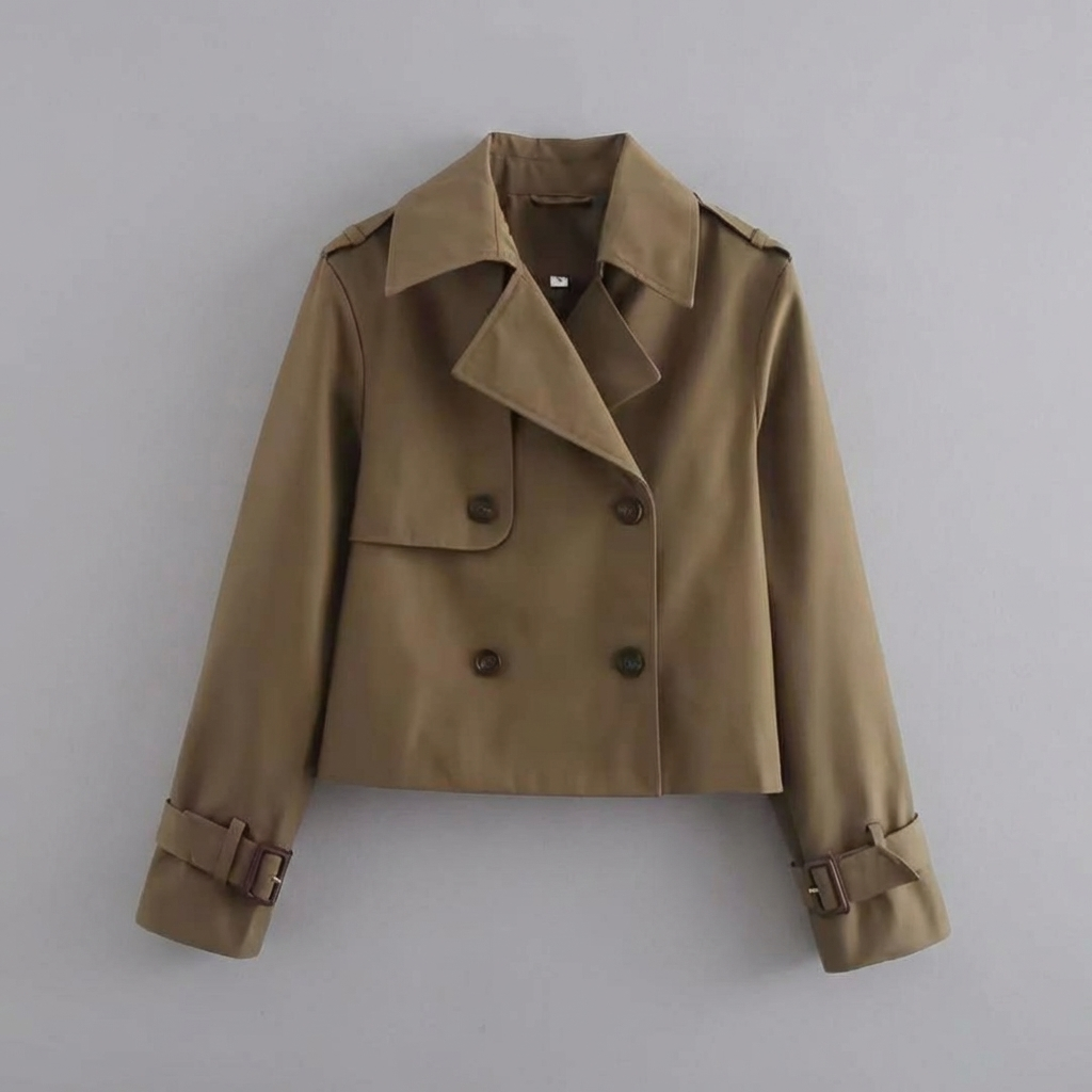Cropped Double Buttons Jacket for Women