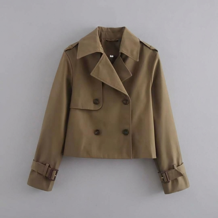 Cropped Double Buttons Jacket for Women