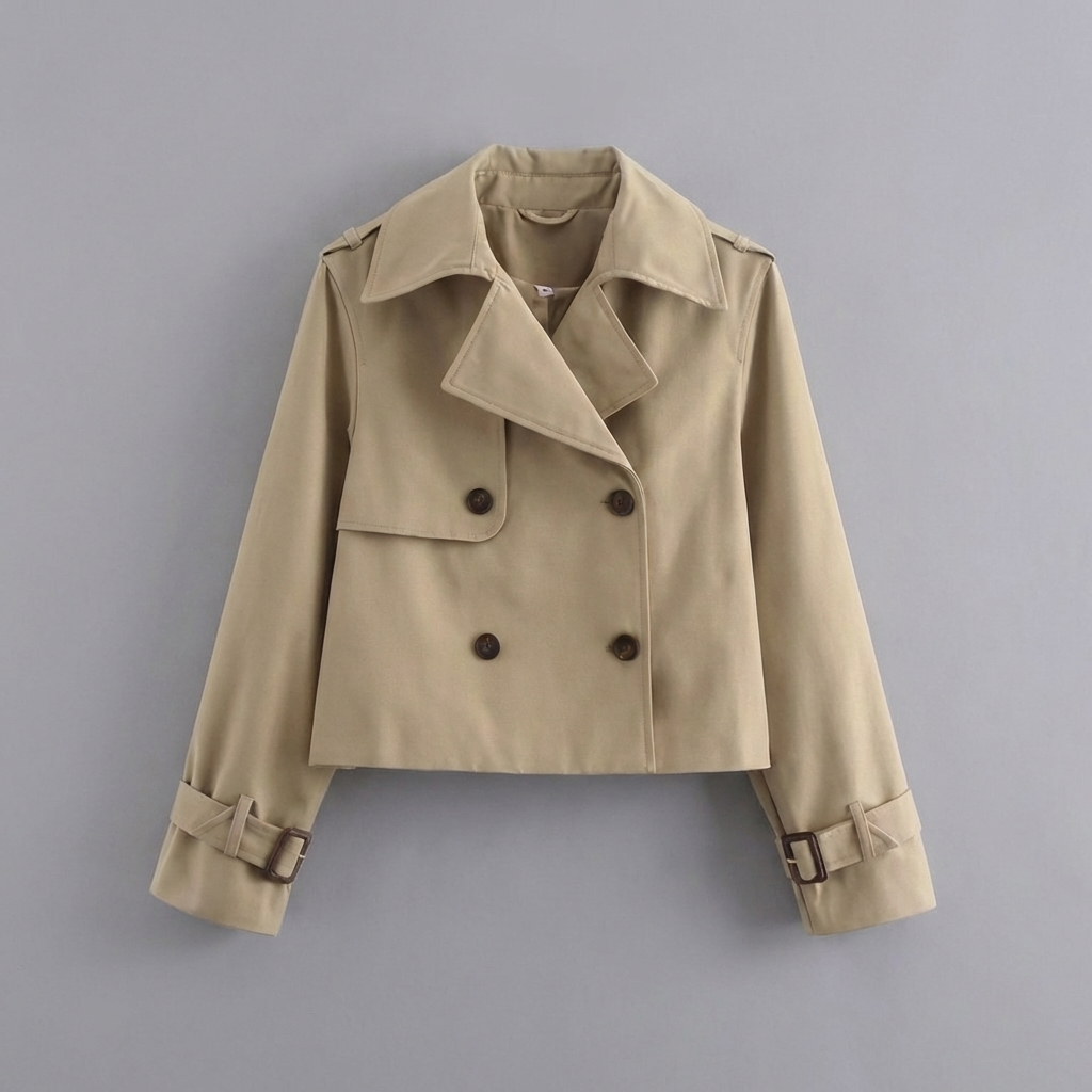 Cropped Double Buttons Jacket for Women