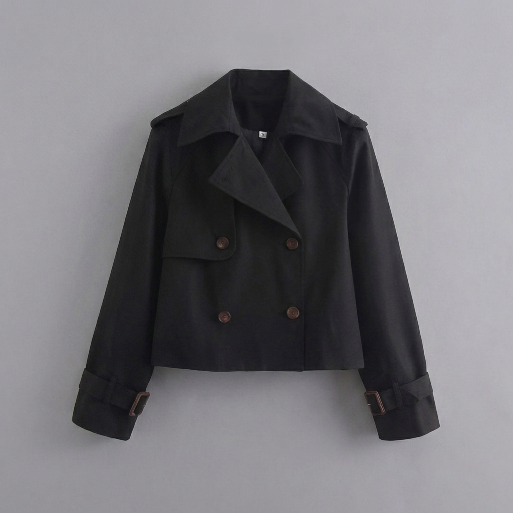 Cropped Double Buttons Jacket for Women