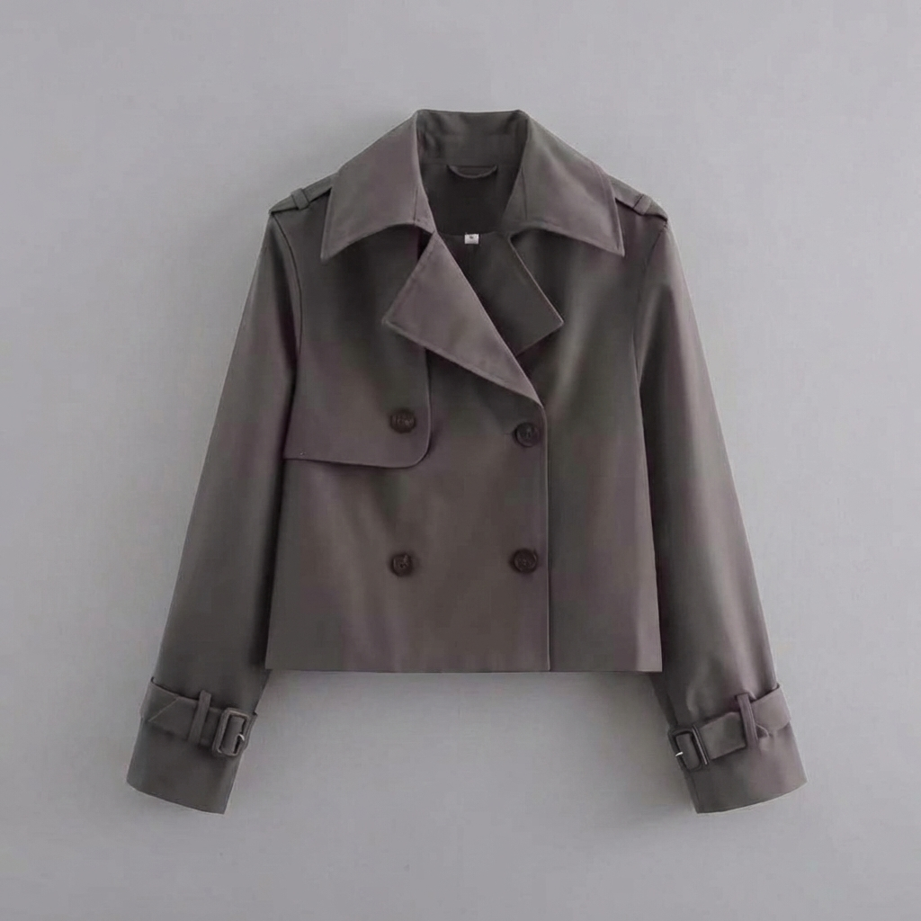 Cropped Double Buttons Jacket for Women