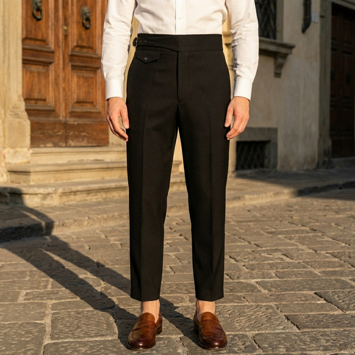 Pleated Straight-Leg Trousers for Men