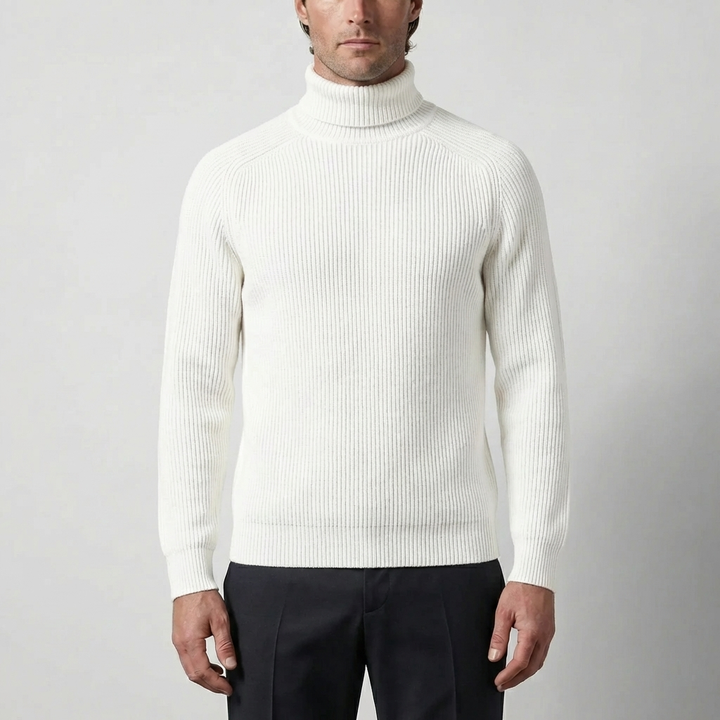 Classic Turtleneck Fine Knit Sweater for Men
