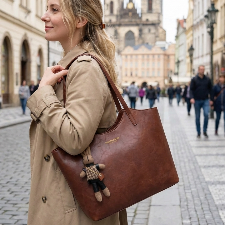 Large Vintage-Inspired Shoulder Tote