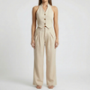 Sleeveless V-Neck Button-Front Jumpsuit