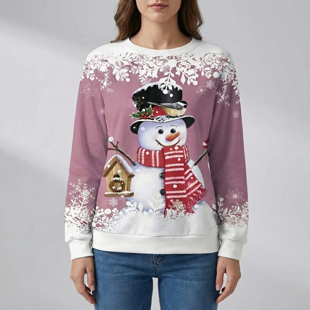 Festive Snowman Graphic Sweatshirt