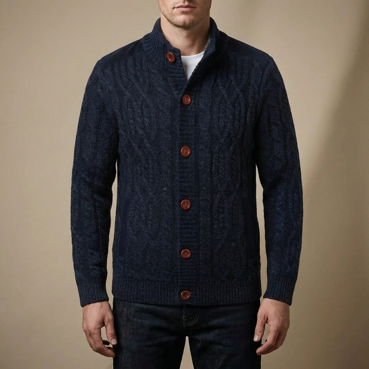 Lined Cable-Knit Cardigan