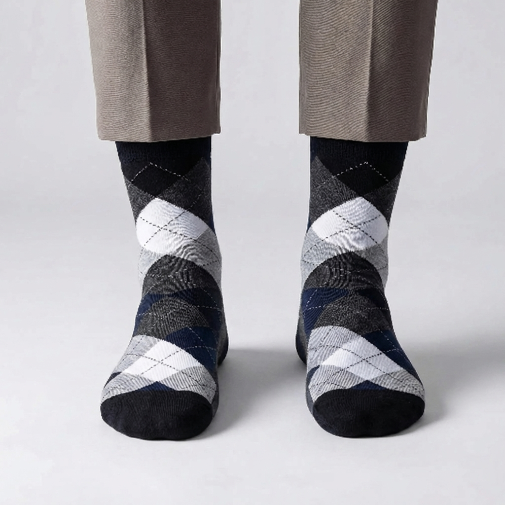 Classic Checked Pattern Crew Socks for Men