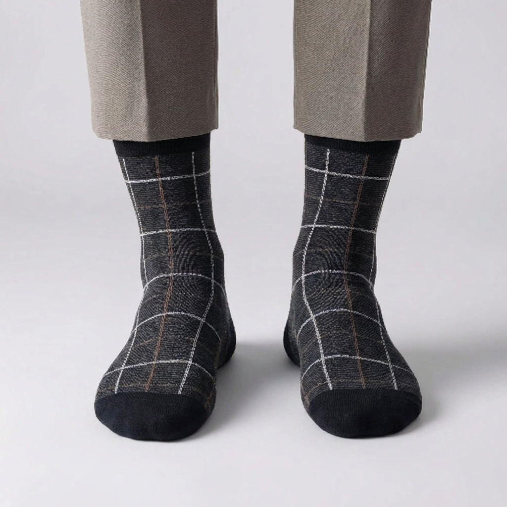 Classic Checked Pattern Crew Socks for Men