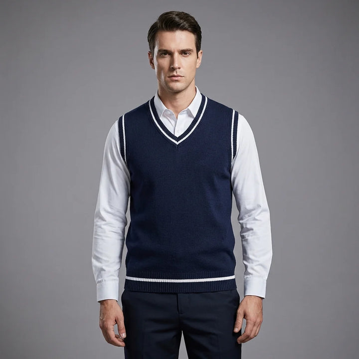 Retro Striped Preppy Style Sleeveless Pullover