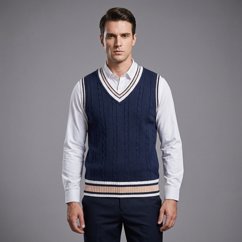 Retro Striped Preppy Style Sleeveless Pullover