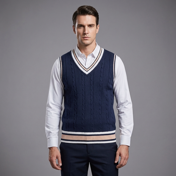 Retro Striped Preppy Style Sleeveless Pullover
