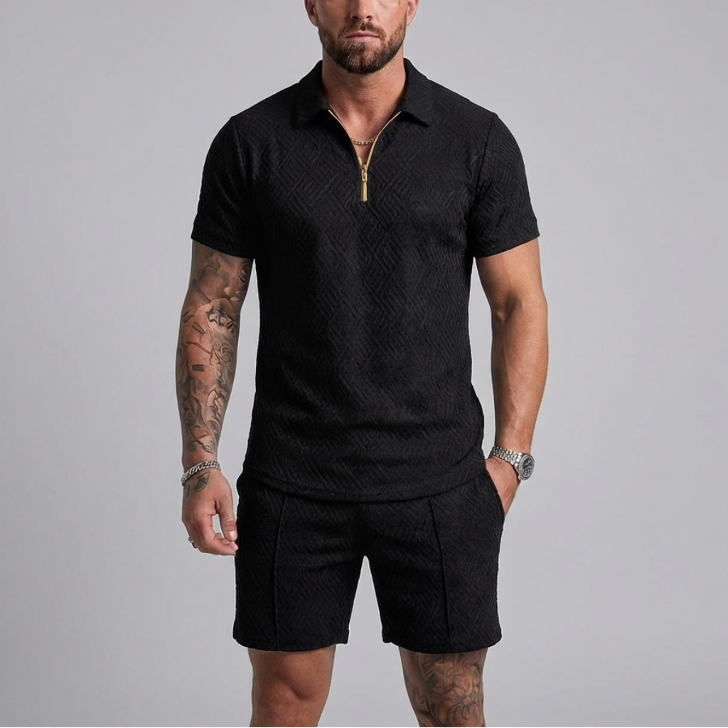 Casual Zipper Collar Summer Tracksuit Outfit