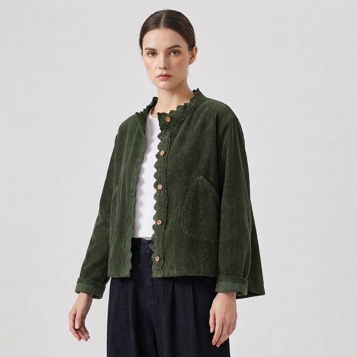 Corduroy Stitch Detail Jacket for Women