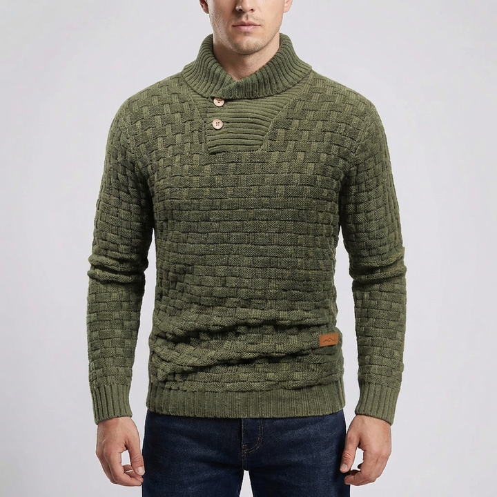 Half-Collar Button-Up Men's Sweater
