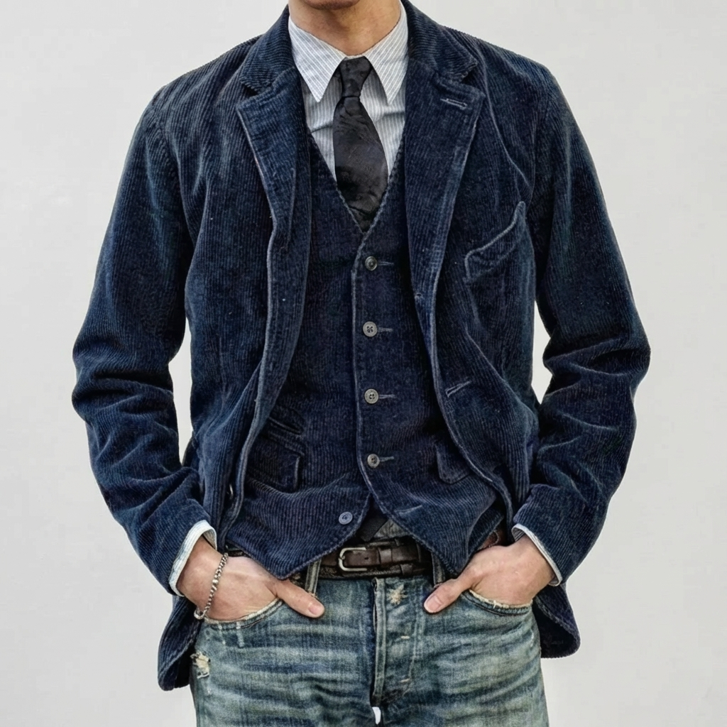 Stylish Vintage Blazer and Vest Set