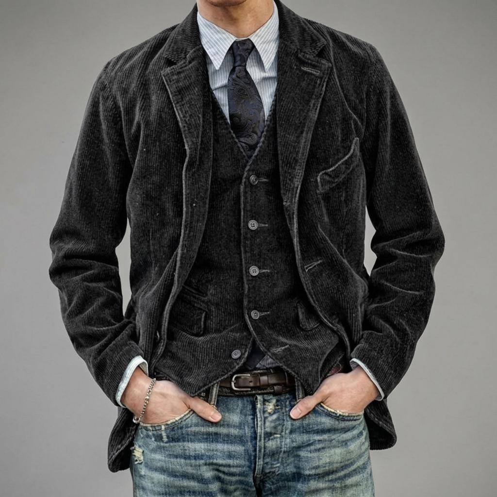 Stylish Vintage Blazer and Vest Set