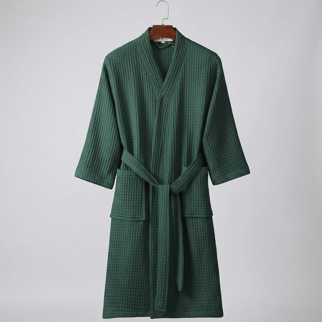 Lightweight Waffle Cotton Terry Couple Bathrobe