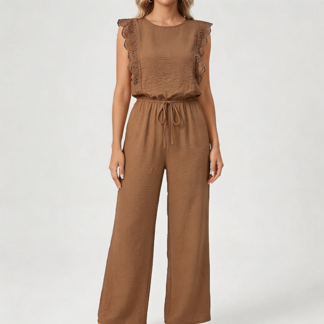 Ruffle-Trim Wide-Leg Two-Piece Set