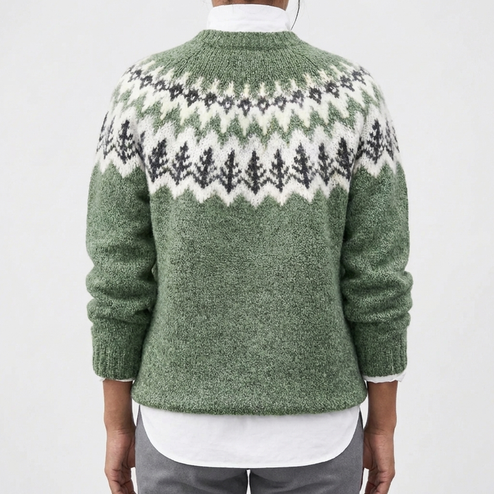 Fair Isle Print Pullover Sweater