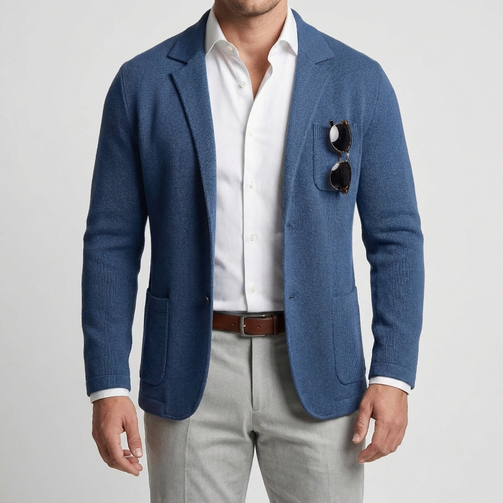 Lapel Collar Knit Blazer For Men