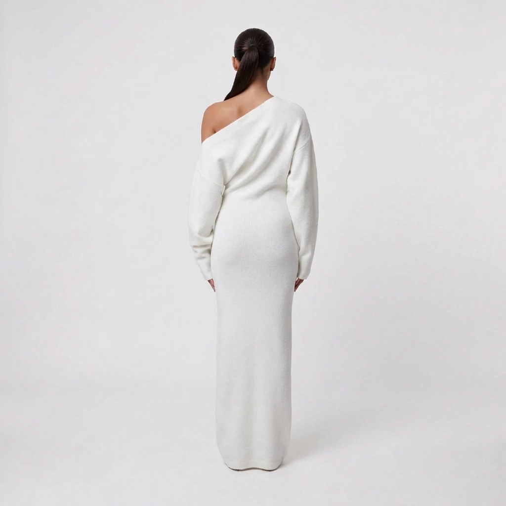 Off-Shoulder Long Knit Dress