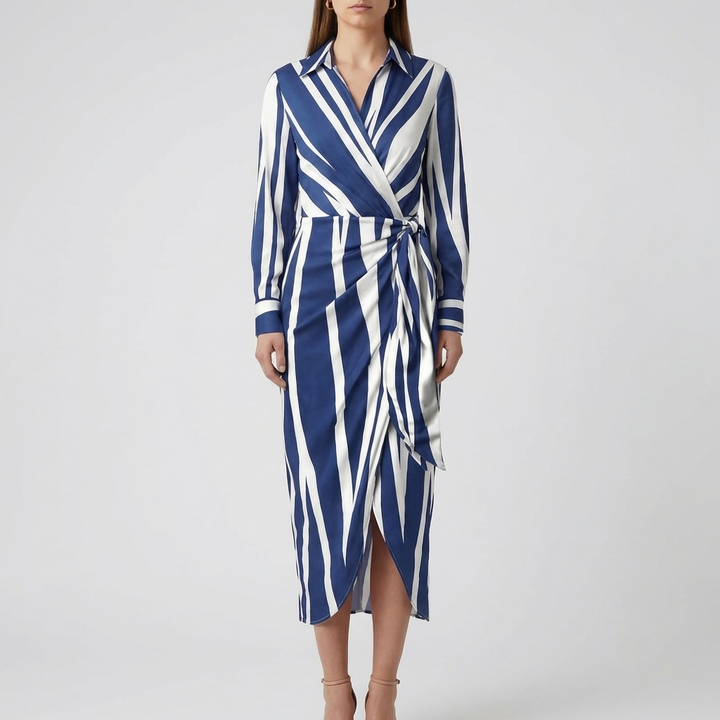 Bold Striped Midi Shirt Dress