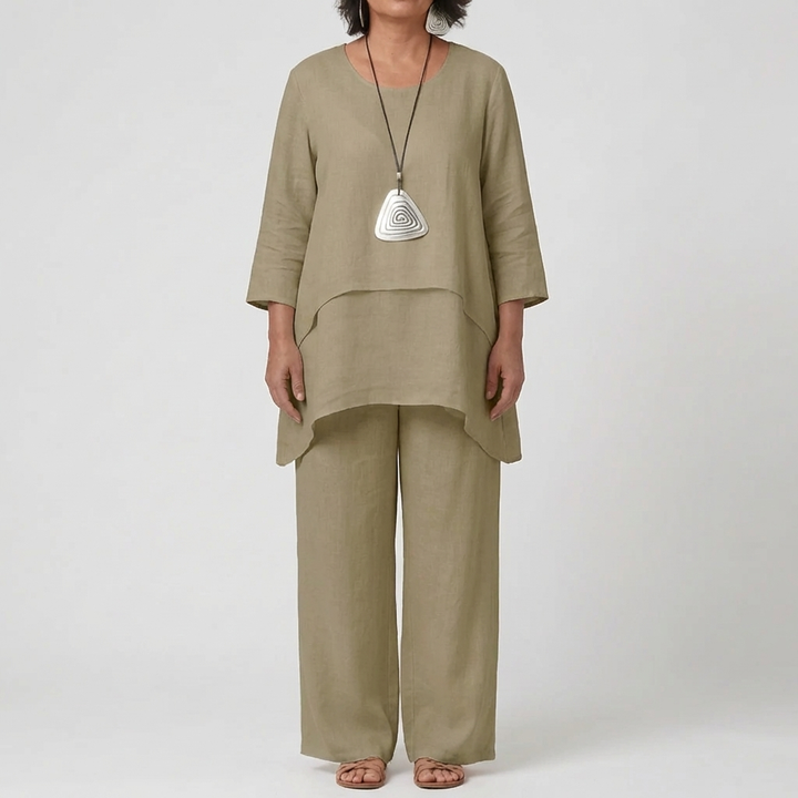 Two-Piece Top And Wide-Leg Pants Set